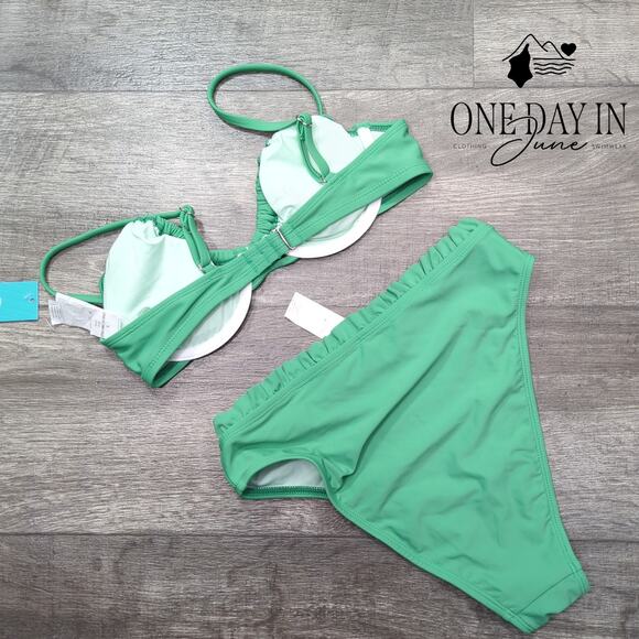 Cupshe High Waist Underwire Ruffle Bikini Swimsuit Size S - Picture 6 of 6